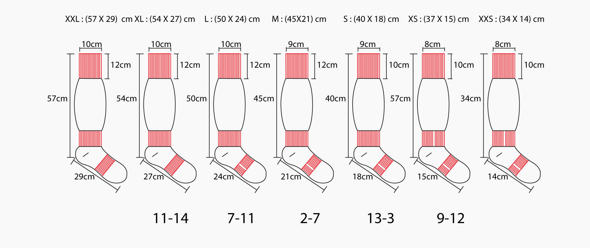 Sock Size Chart Cm